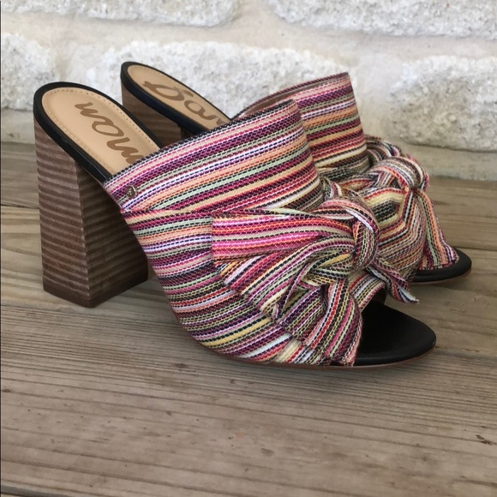 Sam Edelman colorful bow stacked heel sandals 7.5